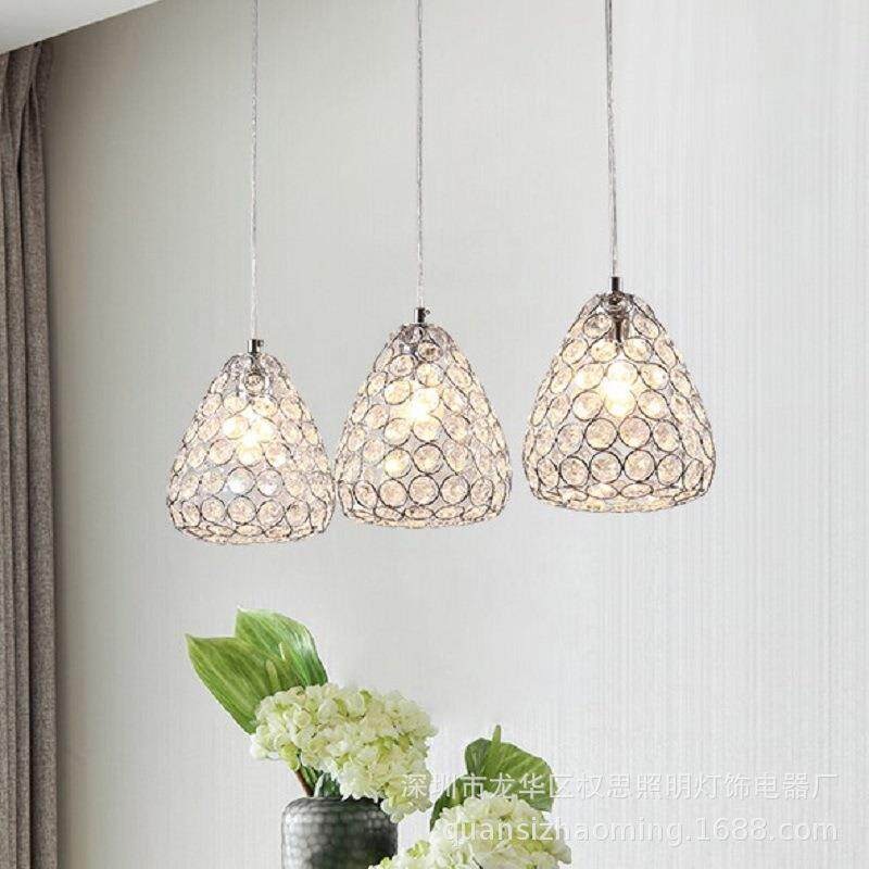 权思照明供应现代简约三头水晶餐吊灯创意时尚餐厅酒吧出口吊灯