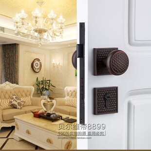 房门锁黑色分体锁贝尔维帝卧室房间木门执手锁球形锁静音门把手