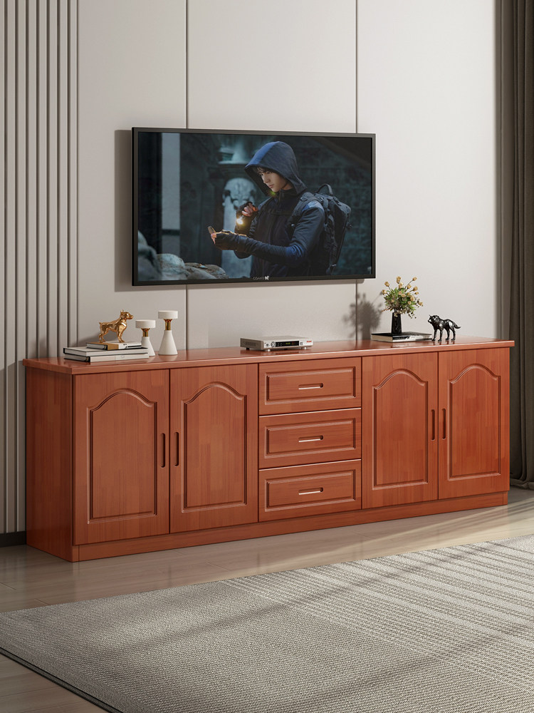 2026全实木松木电视柜现代简约卧室客厅电视柜收纳储物柜一体高款