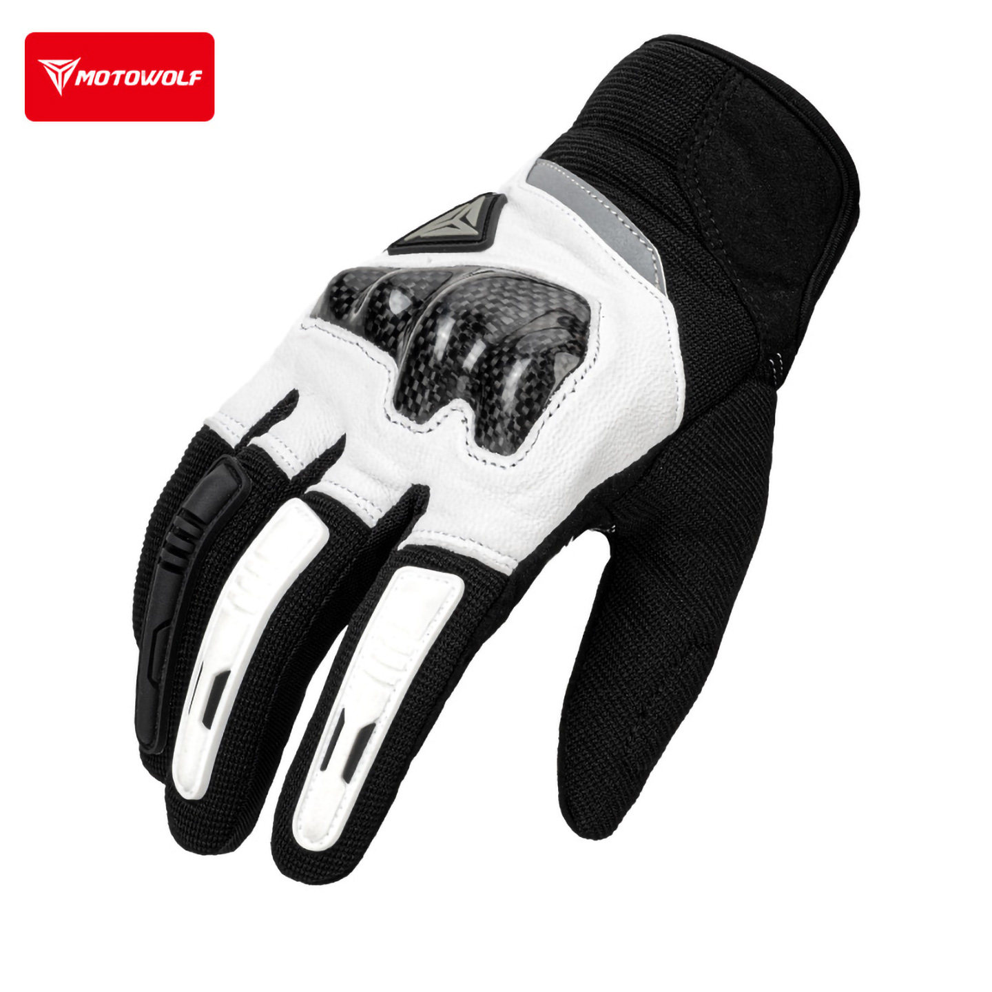 摩多狼摩托车真皮手套骑士全指碳纤防摔机车骑行半指手套装备四季