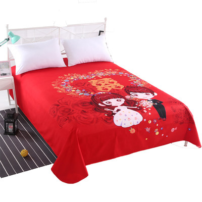 大红色床单单件磨毛1.8m双人床结婚红单子粉色可爱女贴身裸睡被单