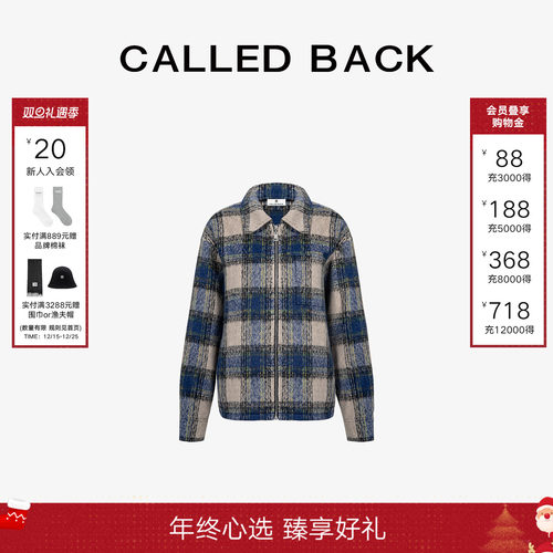 CalledBack复古格纹毛呢外套女