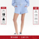 Back运动休闲短裤 女2026春季 新款 Called 双腰头设计蓝色抽绳裤 子
