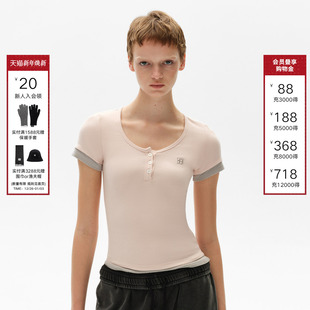 百搭设计感撞色修身 Called 新款 T恤女2025夏季 显瘦上衣 Back短袖