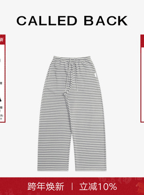 【李一桐同款】CalledBack阔腿休闲裤女2025秋季新款条纹抽绳长裤
