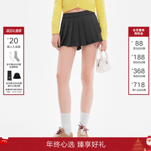 CALLEDBACK学院风灰色百褶裙