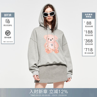 趣味饭团熊卫衣女刺绣logo宽松连帽长袖 2026春款 上衣 BACK CALLED