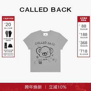 宽松百搭灰色饭团熊短款 Called 新款 T恤女2025夏季 上衣 Back短袖
