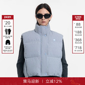 新款 Called Back白鹅绒羽绒马甲女2025冬季 复古格纹休闲立领外套