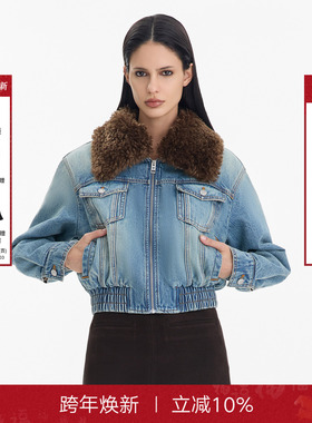 【Designer系列】 Called Back牛仔外套女25冬季新款复古毛领夹克