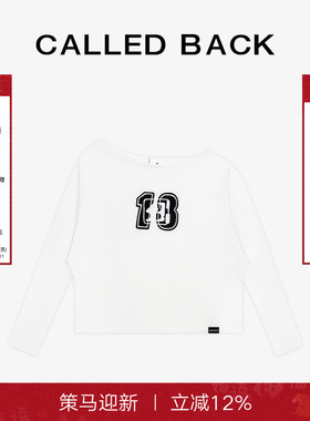 CALLED BACK官方直营斜肩LOGOT恤女简约薄款长袖内搭打底上衣