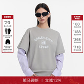 CALLED T恤女百搭圆领上衣 拼接格子假两件长袖 BACK2025秋季 新款