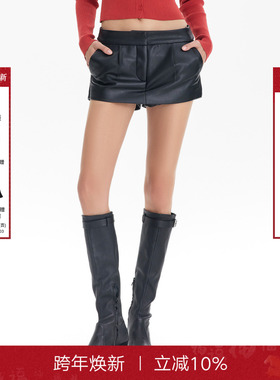 【徐艺洋同款】CALLED BACK2025年秋季休闲半身皮短裙女高腰裙裤