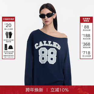 复古字母印花88圆领宽松长袖 Called 美式 新款 卫衣女 Back2025秋季