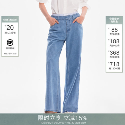 CalledBack蓝色格子牛仔裤