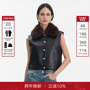 气质百搭时尚 新款 黑色毛领皮衣 Back马甲外套女2025秋季 Called