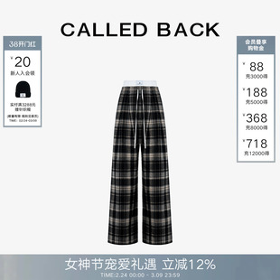 Called Back复古格纹阔腿裤女2026春夏新款直筒慵懒风百搭休闲裤
