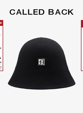 CALLED BACK官方直营秋季新款渔夫帽女休闲简约经典黑色毛呢帽子