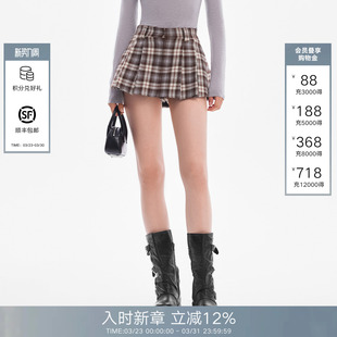 CALLED 学院风百搭显瘦半身裙 BACK格纹百褶短裙女2026春夏新款