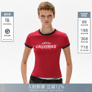 T恤休闲显瘦时尚 少女感穿搭红色短袖 BACK官方直营春季 CALLED