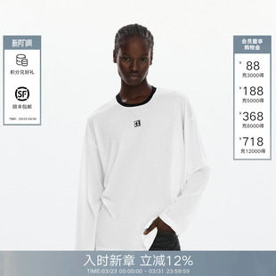 撞色Logo圆领休闲简约打底上衣 T恤女2026春夏新款 Called Back长袖