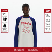 上衣 撞色宽松长袖 李一桐同款 CalledBack草莓熊T恤女2026春款