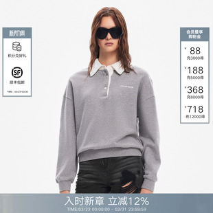 加薄绒POLO领上衣 CalledBack学院风卫衣女2026春季 黄灿灿同款