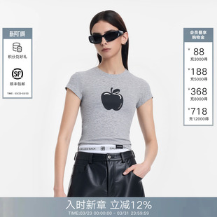 趣味印花圆领休闲弹力修身 T恤女2026春夏新款 上衣 Back短袖 Called