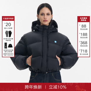 黑色防风连帽白鸭绒羽绒服女秋冬保暖外套 时尚 CALLED BACK25新款