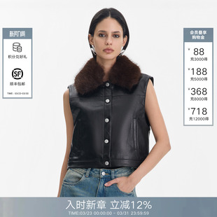 气质百搭时尚 新款 黑色毛领皮衣 Back马甲外套女2026春季 Called