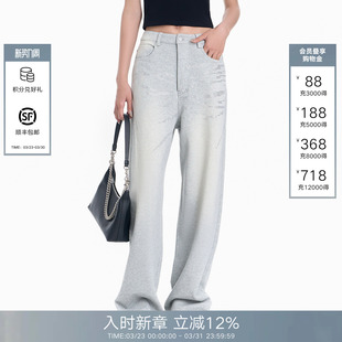 Back烫钻字母阔腿裤 休闲裤 女2026夏季 高腰显瘦直筒裤 新款 Called