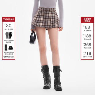 学院风百搭显瘦半身裙 新款 CALLED BACK格纹百褶短裙女2025秋季