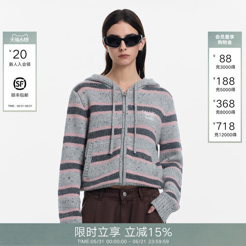 CalledBack针织连帽外套女