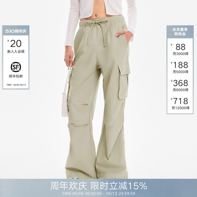 CalledBack棕色工装裤女