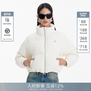 CALLED BACK官方直营冬季百搭白色保暖短款立领鹅绒羽绒服外套女