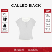Back假两件短袖 上衣女2025秋季 新款 Called 撞色拼接内搭打底小衫
