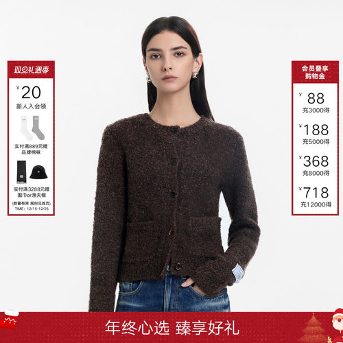 CALLEDBACK单排扣毛毛短外套