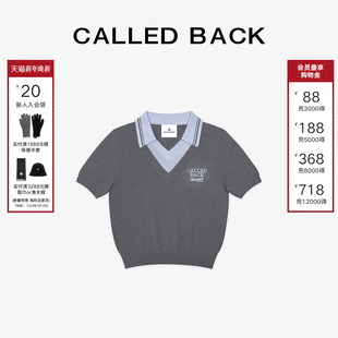 新款 Called 女2025秋季 针织衫 撞色学院风假两件打底上衣 Back短款