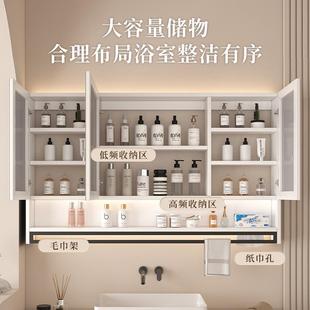 带背灯678防雾生间镜子置物架独收纳一 智能浴光室镜柜挂单墙卫式