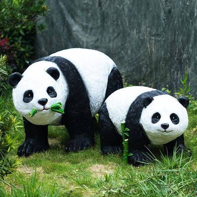 玻璃钢雕塑仿真动物大熊猫摆件户外园林景区幼儿园阳台花园装饰品