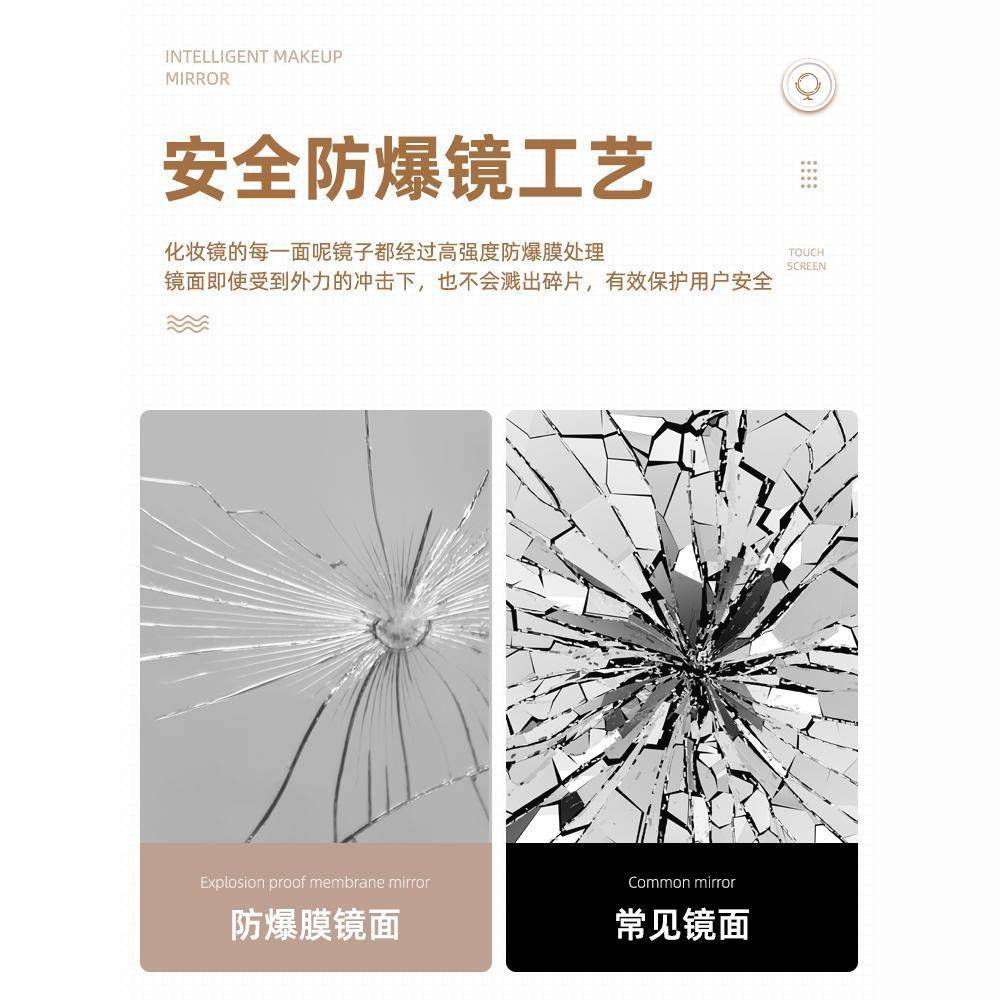 轻奢led带灯化妆镜台式桌面梳妆台宿舍卧室补光充电可旋转大镜子