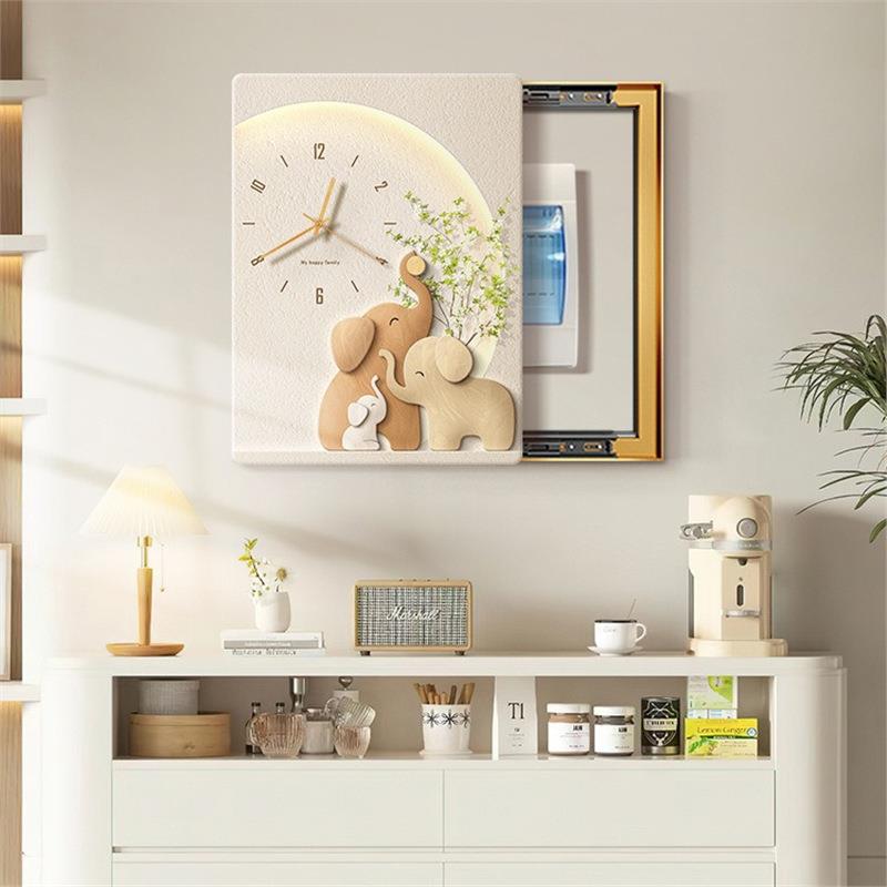 DUP大款象电表箱装画带饰表配电箱竖遮钟挡时钟挂画电闸箱弱电箱
