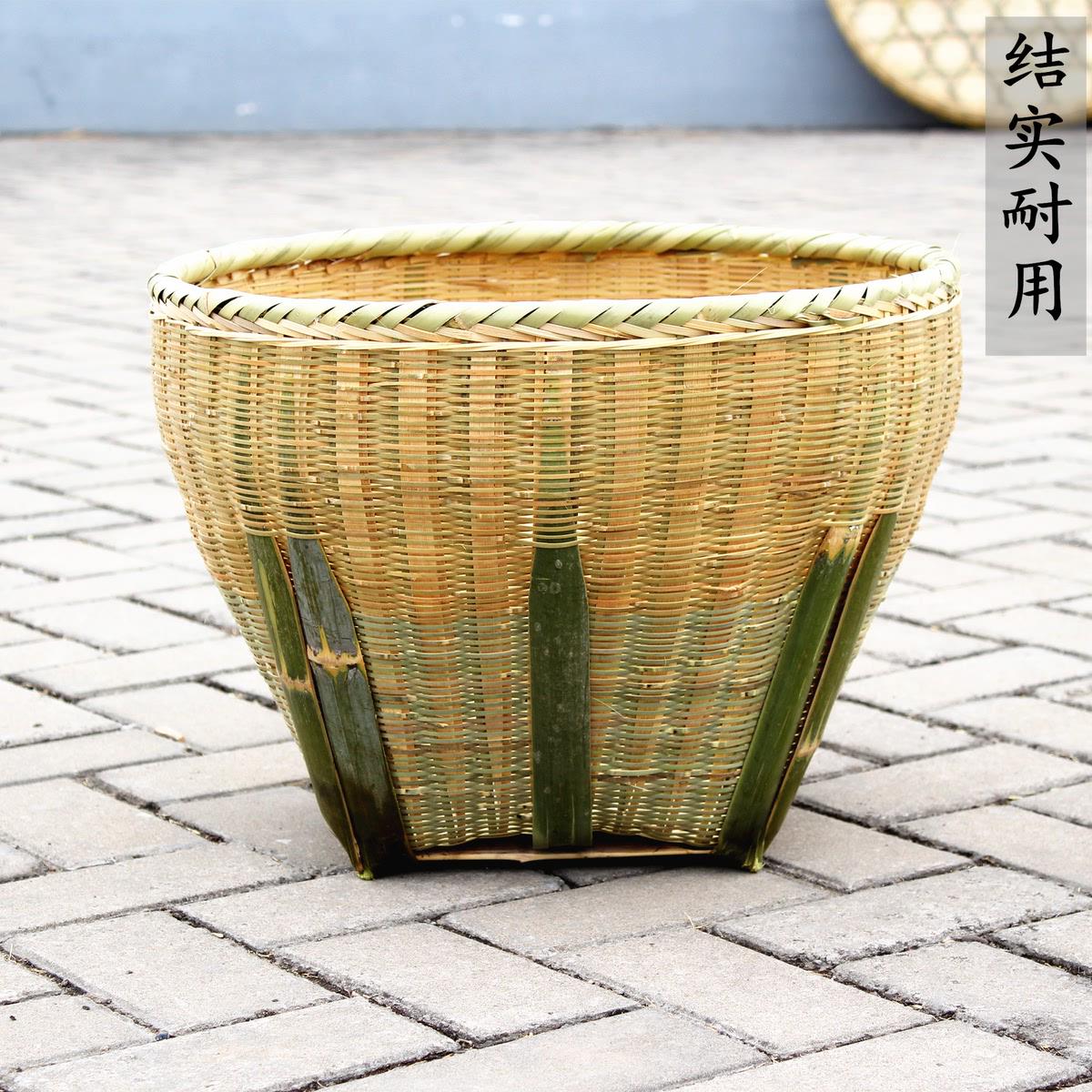 竹筐竹编大号箩筐淘米箩粮食收纳筐农家喜事手工簸箕竹篮竹编制