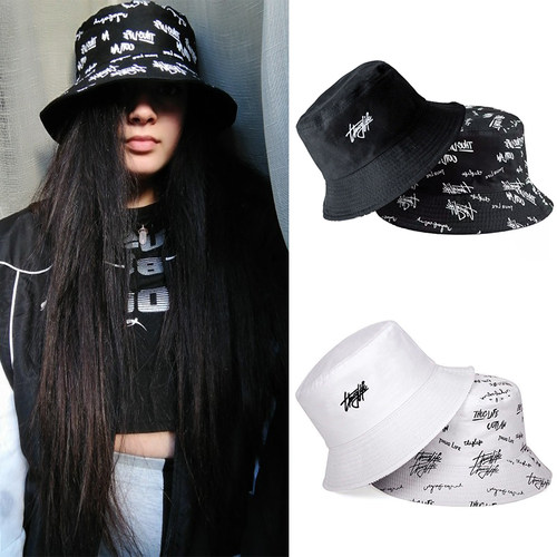 好货Letter Print Women Bucket Hat Spring Summer Outdoor Sun