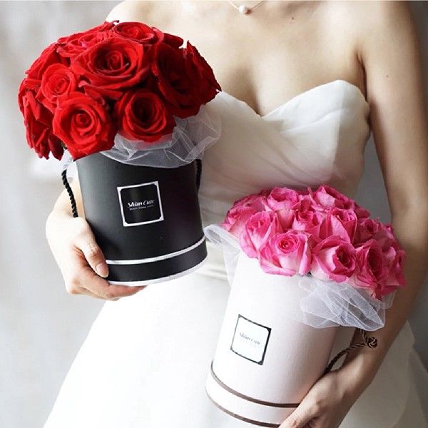 Round Flower Paper Boxes Hold The Bucket Gift Packaging Box