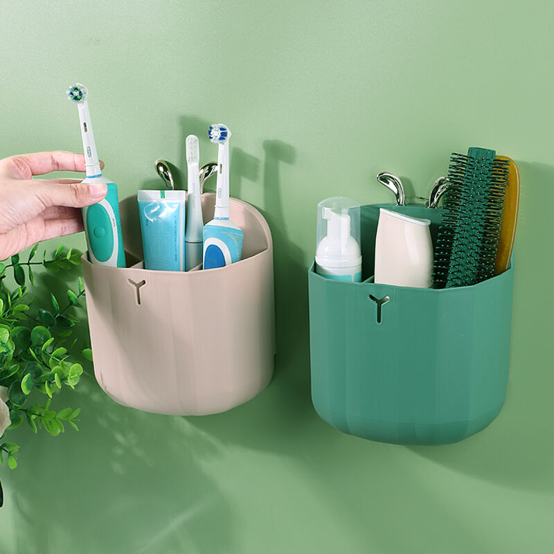 诗诺宜居化妆室置物架免打孔壁挂用品大全浴室家用厕所梳子筒牙膏