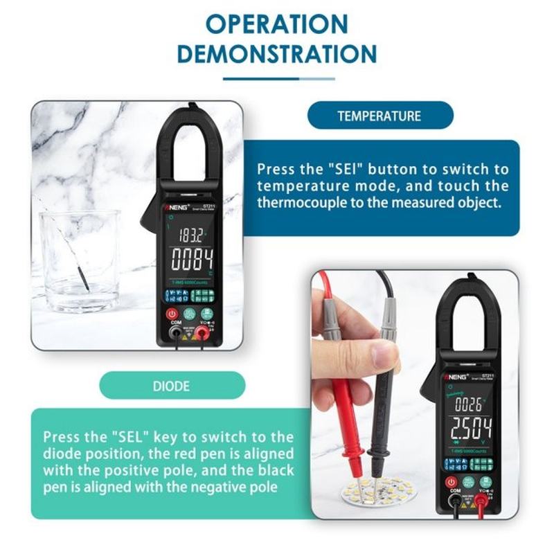 ST211 Digital Clamp Meter 6000 Counts Multimeter DC/AC Volta