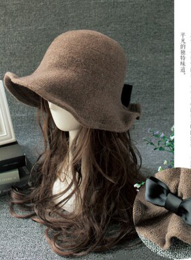 Vintage Wool Bucket Hats Ladies Bowler Hat Fashion Bows Basi