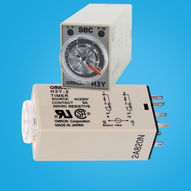 速发HY-定时间继电器AC220V续电器24V延时开关2时器1S 6-计时12VM