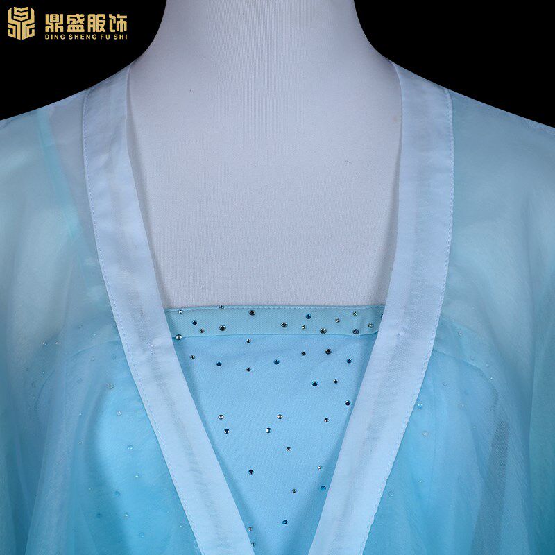速发天青脉脉古典舞蹈服装汉唐礼仪飘逸国风大摆裙演出服饰艺考衣